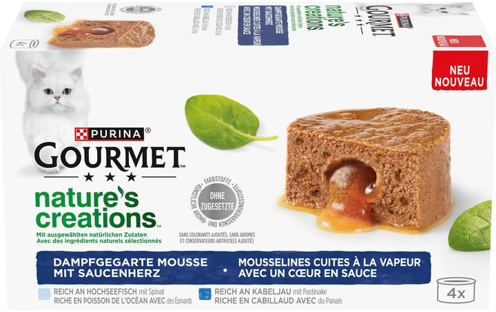 Actual product image Gourmet Nature's Creations Mousse with sauce heart, fish (Adult, 4 pcs., 340 g)