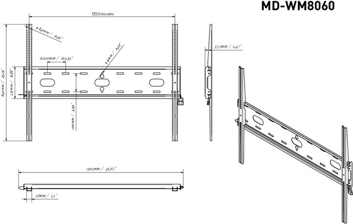 Produktbild iiyama TFT-Zubehör Universelle Wandhalterung Typ MD-WM8060 *schwarz* (Wand, 125 kg)