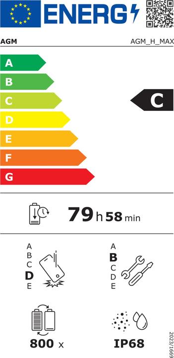 Label énergétique Bea-Fon H Max 256 (256 Go, Noir, 258.27", 4G)