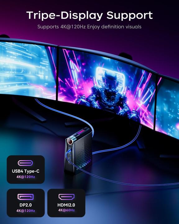 Immagine prodotto AceMagic Mini PC S3A mit Ryzen 7 8745HS, 3 Modi, WIFI6 (1000 GB, 32 GB, AMD Ryzen 7 8745H, Radeon 780M)