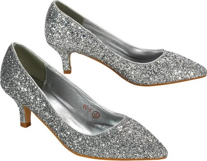 Actual product image XY London Womens/Ladies Gwyneth Glitter Kitten Heel Court Pumps (40.5)