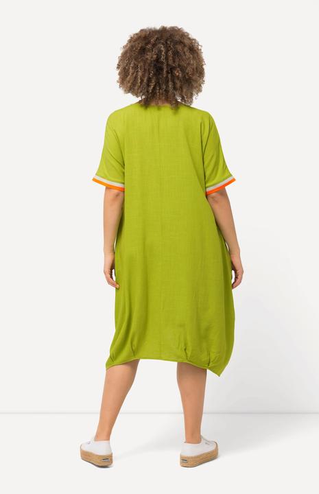Produktbild Ulla Popken Midikleid, Leinenmix, V-Ausschnitt, Fledermaus-Halbarm (50, 52)