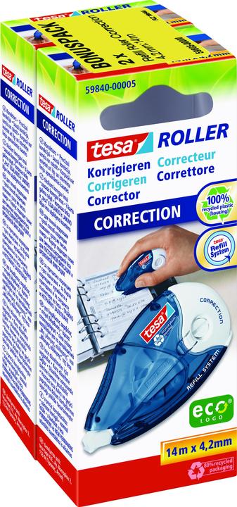 tesa Rullo correttore economy pack, 14 x 4,2 mm, 2 pezzi