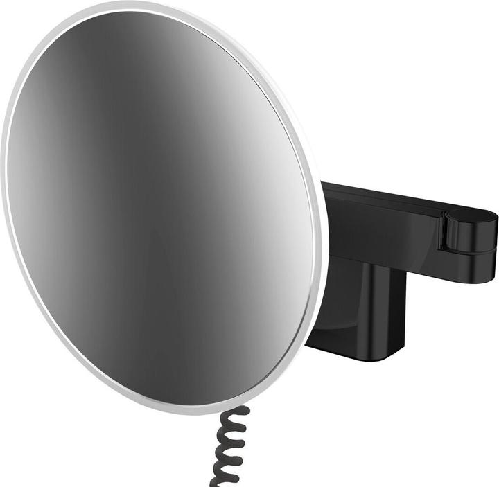 Emco LED shaving/cosmetic mirror EVO round, wall model, 2-arm 5-fold black