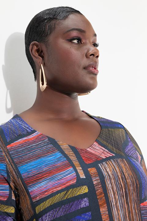 Produktbild Ulla Popken Slinky-Longshirt, A-Linie, Herzausschnitt, 3/4-Arm (60)