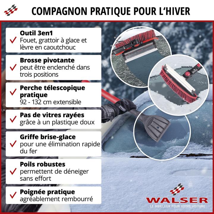 Produktbild CarComfort Schneebesen mit Eiskratzer, Auto-Eisschaber teleskopierbar 92-132 cm rot/schwarz