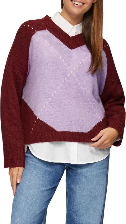 Actual product image s.Oliver Strickpullover Oversized Wollmix-Strickpullover mit Argyle-Muster (42)