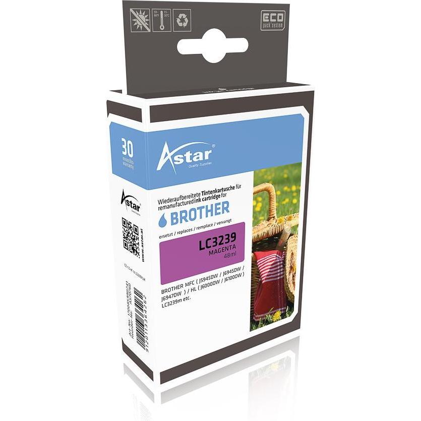 Astar, Druckerpatrone, AS70760 BROTHER LC3239XLM HL Tinte magenta HC rebuilt 5000Seiten Chip 48ml