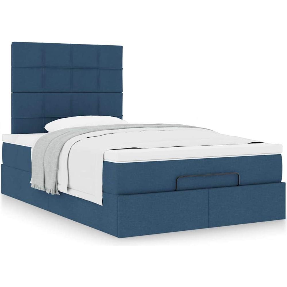 VidaXL, Bett, Ottoman-Bett mit Matratze Blau 120x200 cm Stoff (120 x 200 cm)