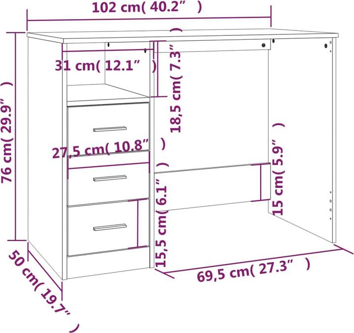 Produktbild VidaXL Elysia (102 x 50 x 76 cm)