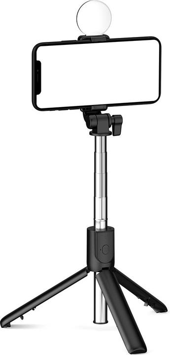 Produktbild Hurtel Selfie stick WH1YXS telescopic tripod 1m with round lamp and phone holder - black