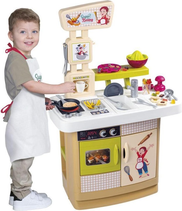 Smoby Super Benny Kitchen of Delights with 32 accessories. Including Super Benny&#39s apron, a recipe book