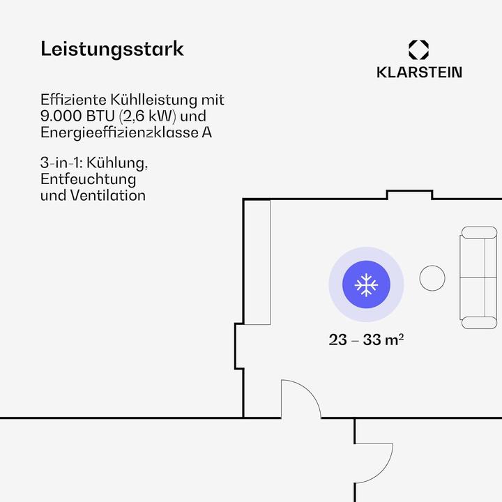Actual product image Klarstein Mobile Klimaanlage mit App-Steuerung (3-in-1) (44 m², 9000 BTU/h)