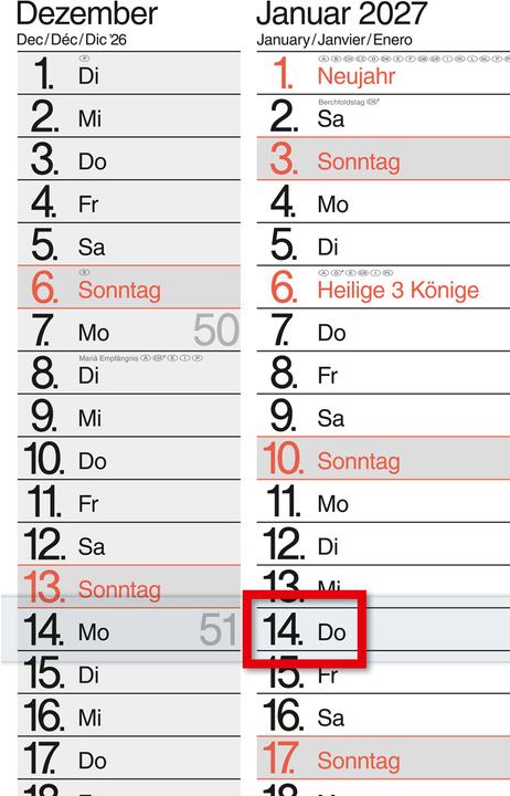 Produktbild Bühner 3-Monatskalender (A2)
