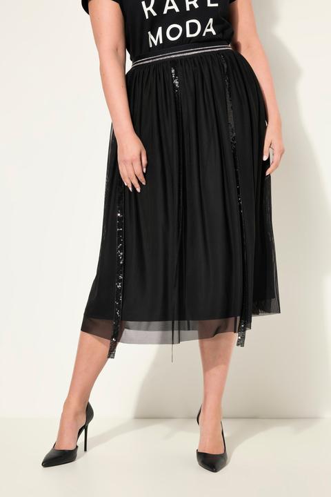 Produktbild Miamoda Meshrock, Straight Fit, Pailletten-Streifen, Elastikbund (46)