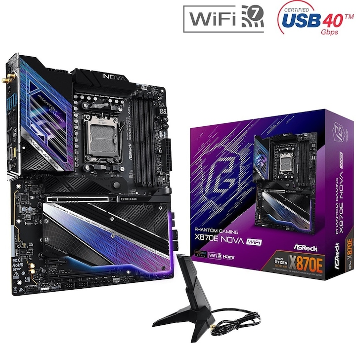 Produktbild AsRock Phantom Gaming X870E Nova WiFi (AM5, AMD X870E, ATX)