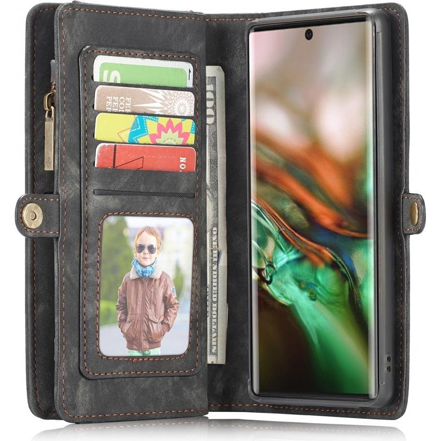 Thumbnail - Caseme Samsung Galaxy Note10+ Echtleder Portemonnaie Karten Hülle (Samsung Galaxy Note 10+), Smartphone Hülle, Schwarz