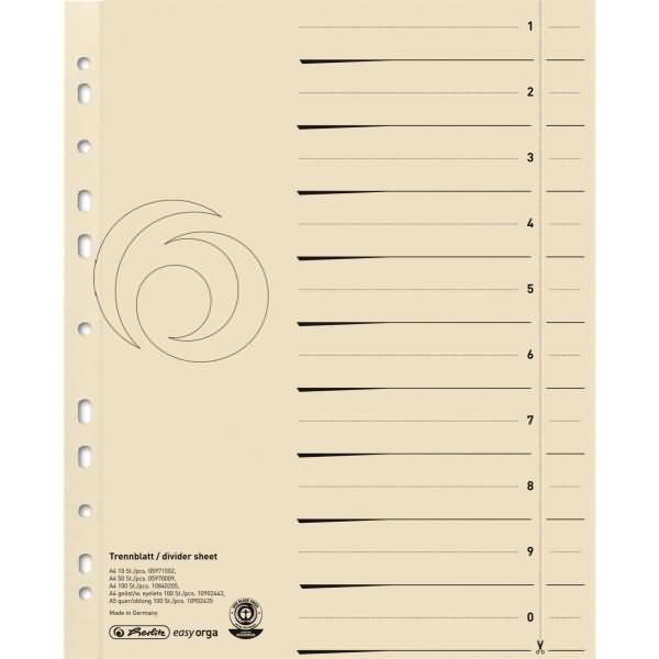 Actual product image Herlitz Separator sheet A4 ch 50pcs print bw hole reinforced