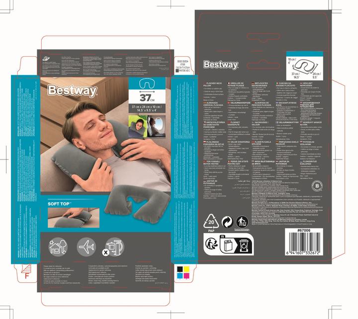 Actual product image Bestway 67006 inflatable travel pillow Green, White (Additional padding)