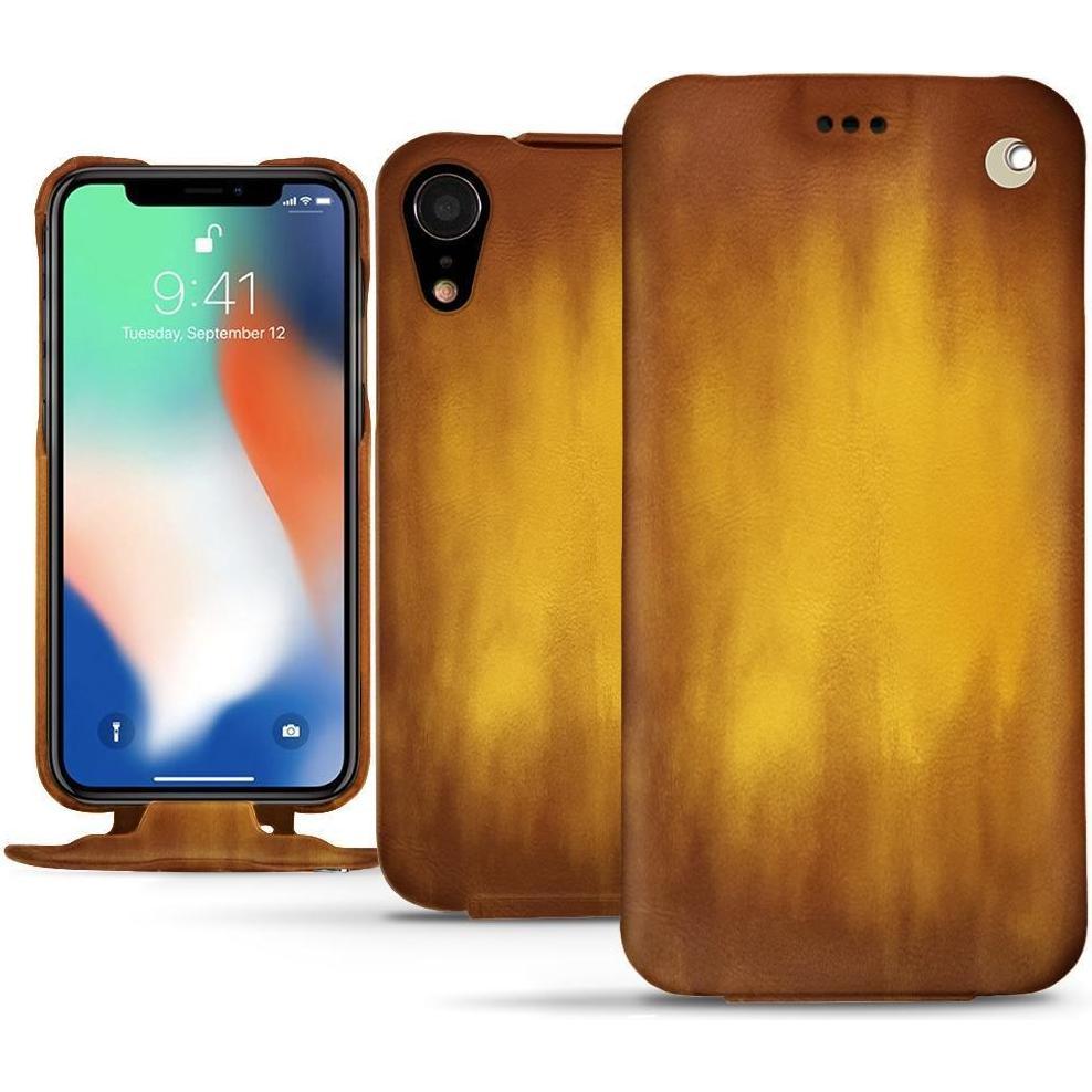 Noreve Lederschutzhülle vertikal (Apple iPhone XR), Smartphone Hülle, Gold
