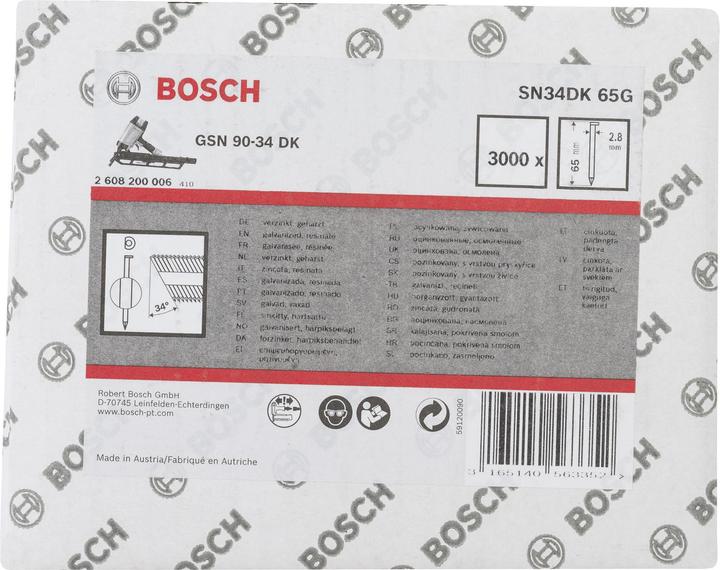 Productafbeelding Bosch Professional Zubehör D-kop stripnagel SN34DK 65