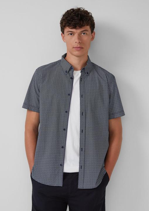 Immagine prodotto s.Oliver Hemd Regular Fit: Gemustertes Kurzarmhemd aus Baumwolle mit Button-Down-Kragen (M)