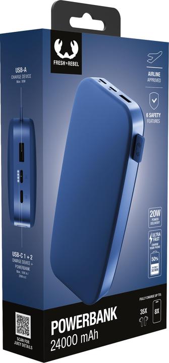 Image du produit Fresh'N Rebel Fresh 'n Rebel Powerbank 24000 mAh Blue (24000 mAh, 20 W, 88.80 Wh)