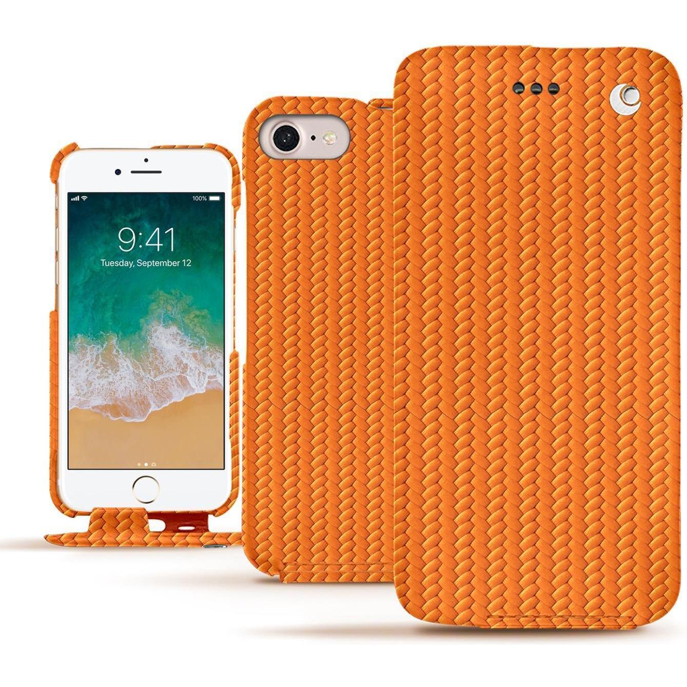 Noreve Lederschutzhülle vertikal (Apple iPhone 7), Smartphone Hülle, Orange