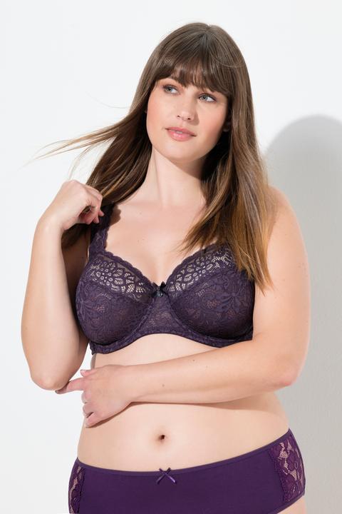 Image du produit Ulla Popken Soutien-gorge à armatures, dentelle florale, entièrement confectionné en dentelle, bonnet C-E (115 G)