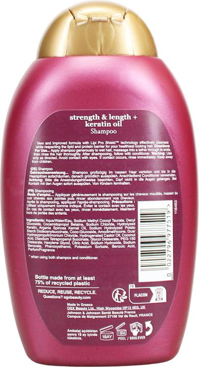 Actual product image Ogx Shampoo against hair breakage keratin oil 385 ml (Liquid shampoo, 385 ml)