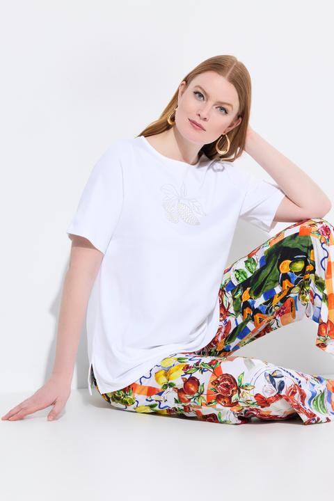 Immagine prodotto Ulla Popken T-shirt in cotone Pima con limone, scollo a barca e mezze maniche (54)