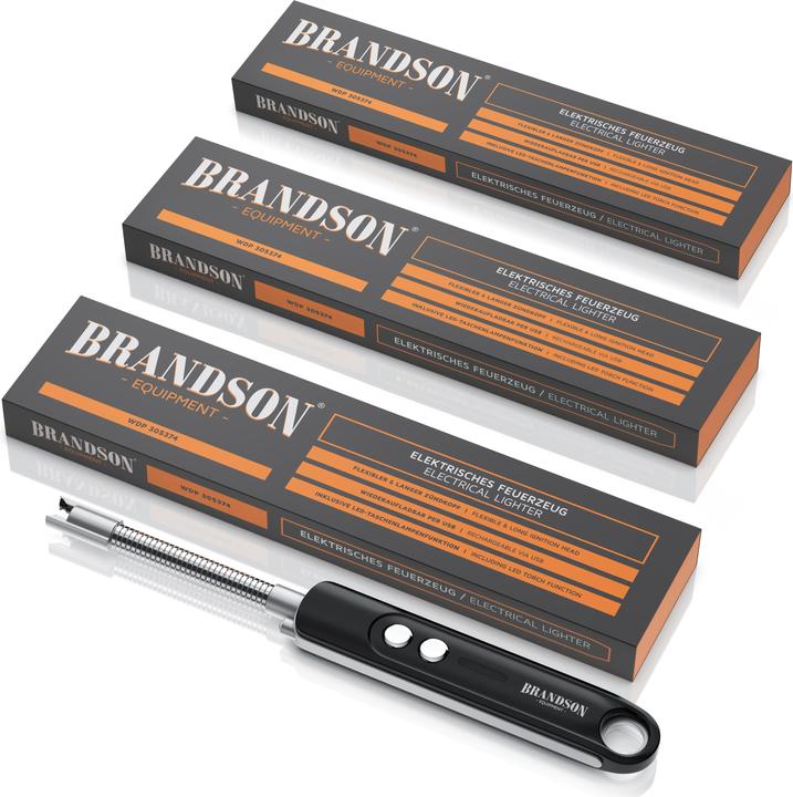 Brandson 3x Stabfeuerzeug elektrisch, Lichtbogen Feuerzeug, Kerzenanzünder, USB aufladbar, für Kerze, Gasherd