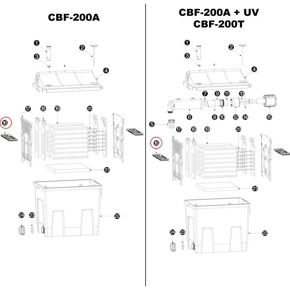 Thumbnail - SunSun, Brunnen + Gartenteich, CBF-200T CBF-200U CBF-200 Ersatzteil Sperrschiene Biofilter Teichfilter