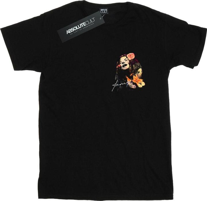 Actual product image Janis Joplin Womens/Ladies Floral Faux Pocket Cotton Boyfriend T-Shirt (S)