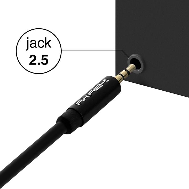 Produktbild Akashi CABLE AUDIO STEREO JACK 2.5/ JACK 3.5MM NOIR (1 m)