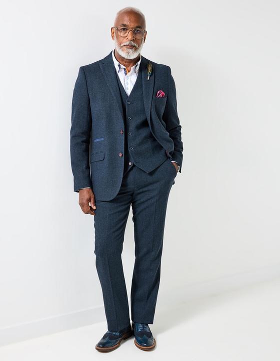 Produktbild Joe Browns Navy Herringbone Smart Trousers (34)