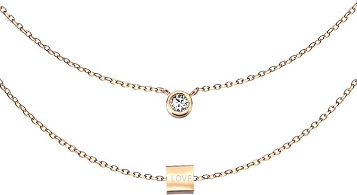 Produktbild Star Piercing Kette rosegold Anhänger Kristall und Würfel (ohne Messing, Chirurgenstahl 316L)
