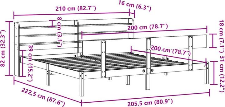 Produktbild vidaXL Bettrahmen (200 x 200 cm)