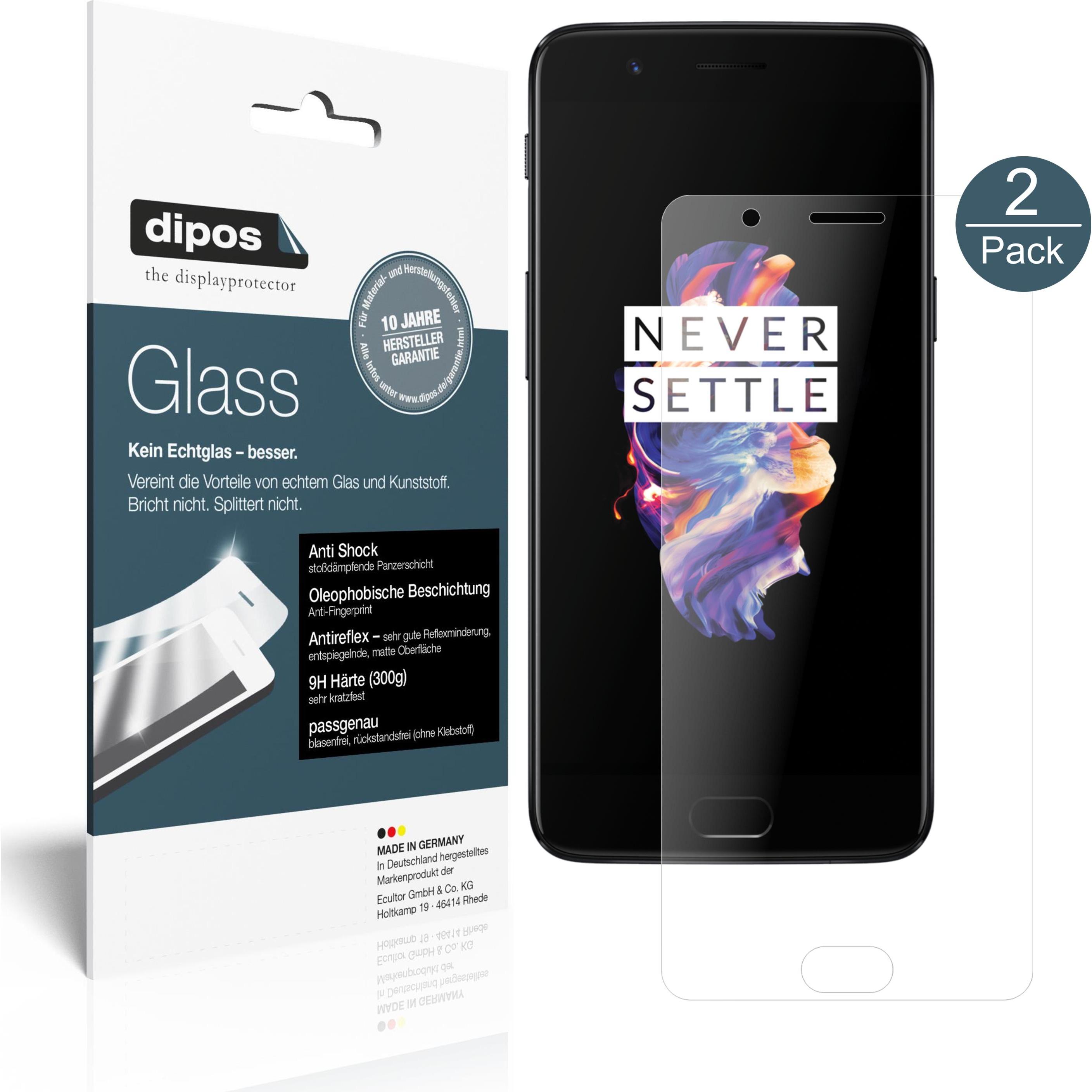 Dipos Displayschutz Anti-Shock (2 Stück, OnePlus 5), Smartphone Schutzfolie, Transparent