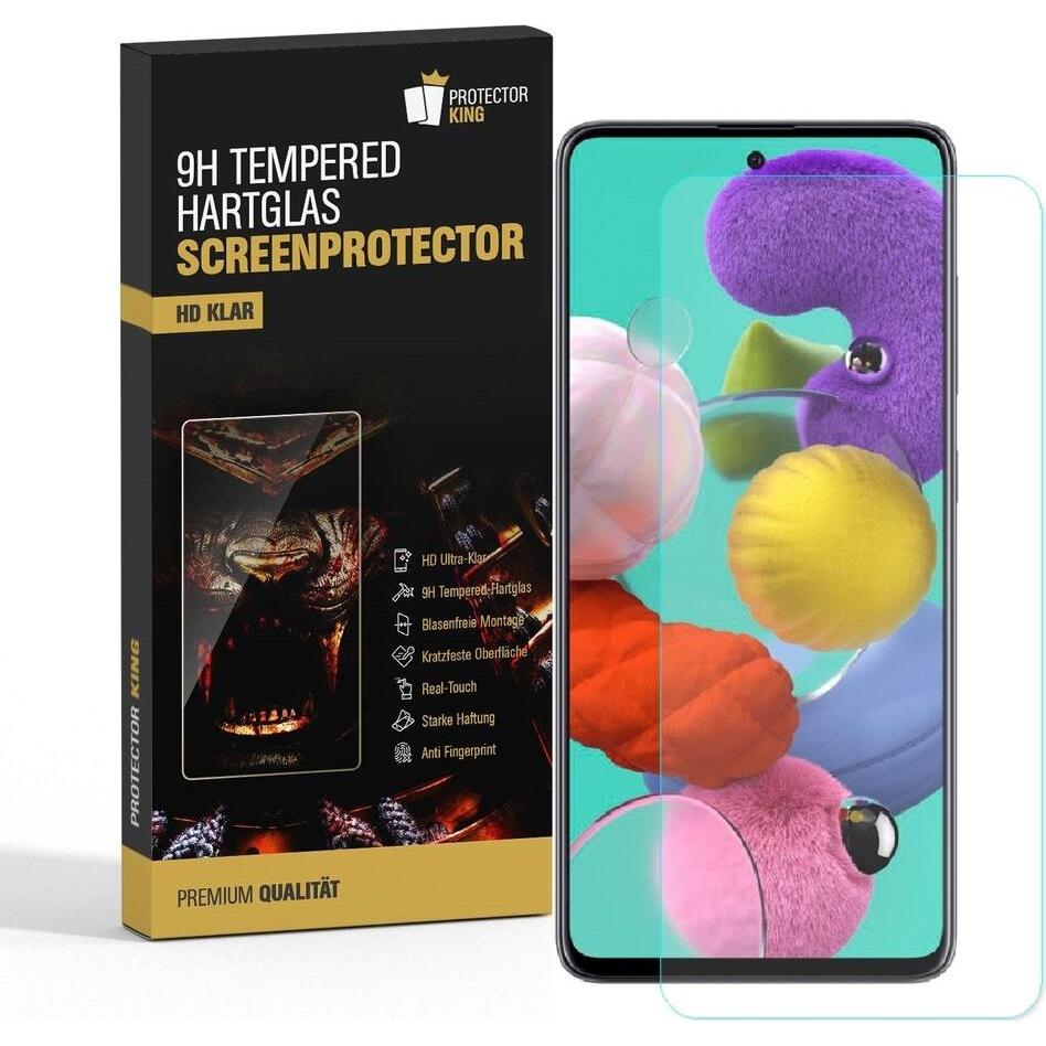 Protectorking 1x echtes Tempered 9H Panzerhartglas 3D KLAR (1 Stück, Samsung Galaxy A51), Smartphone Schutzfolie