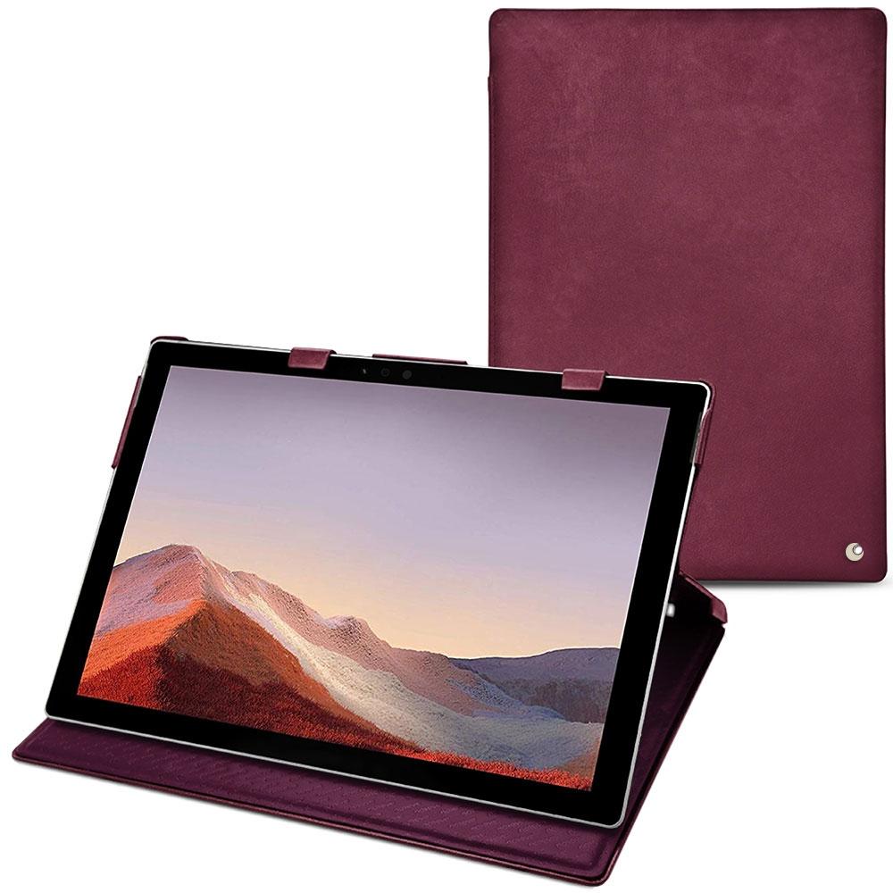 Noreve Lederschutzhülle vertikal (Microsoft Surface Pro 7), Tablet Hülle, Violett