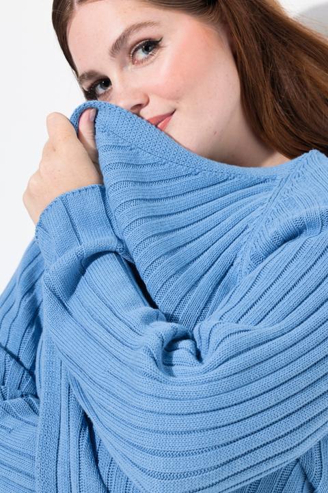 Immagine prodotto Ulla Popken Cardigan lungo con lavorazione mista in cotone biologico con scollo a V (50, 52)