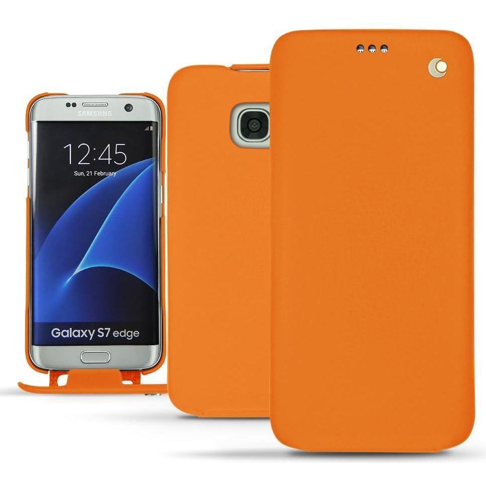 Noreve Lederschutzhülle vertikal (Samsung Galaxy S7 Edge), Smartphone Hülle, Orange