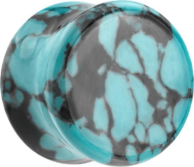 Actual product image Star Piercing Flared plug turquoise with pattern black (without brass, Organic)