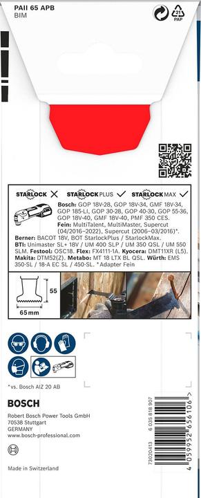 Immagine prodotto Bosch Professional Zubehör PRO PAII 65 APB Lama per utensili multifunzione, 65 x 55 mm