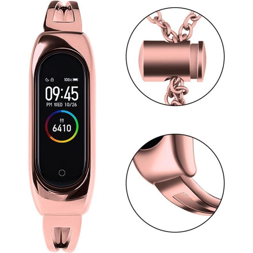 Hurtel Cinturino di ricambio per cinturino in metallo per Xiaomi Mi Band 6/5/4/3 rosa (Acciaio inossidabile), Cinturini per orologi, Pink