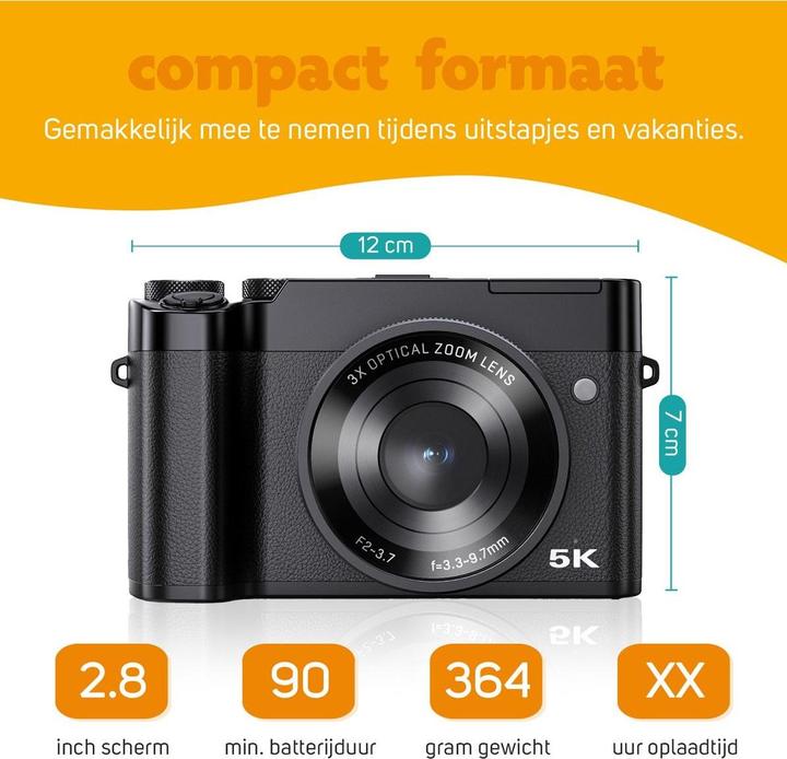 Actual product image Pora&Co Compact 5K Digital Camera (64 Mpx)