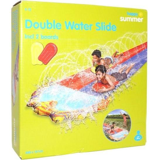 Happy Summer Double Water Slide w/ boards