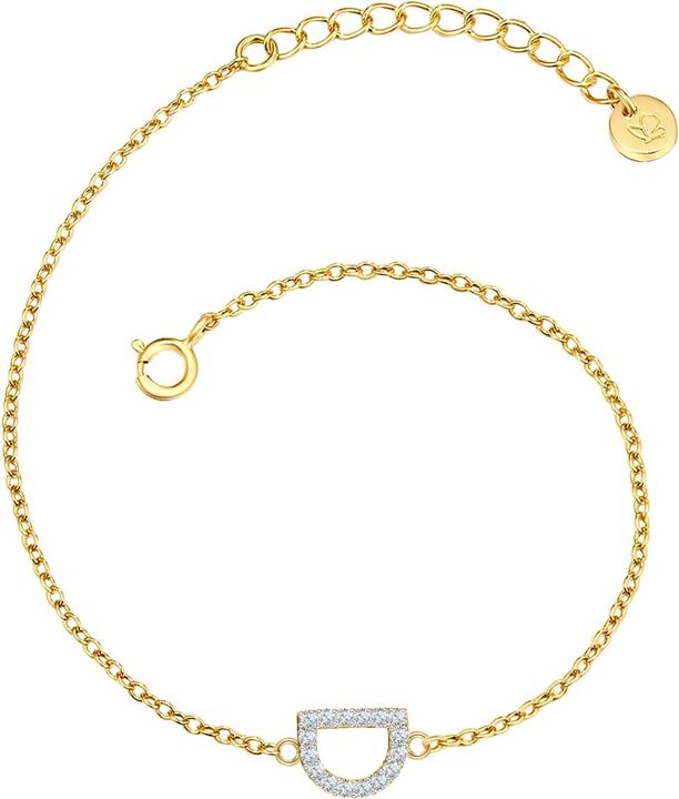 Immagine prodotto Glanzstücke München Lettera D da donna in argento sterling con zirconia cubica in oro giallo 17,0 cm di lunghezza base (17 cm, Argento, Placcatura in oro giallo 14 carati)