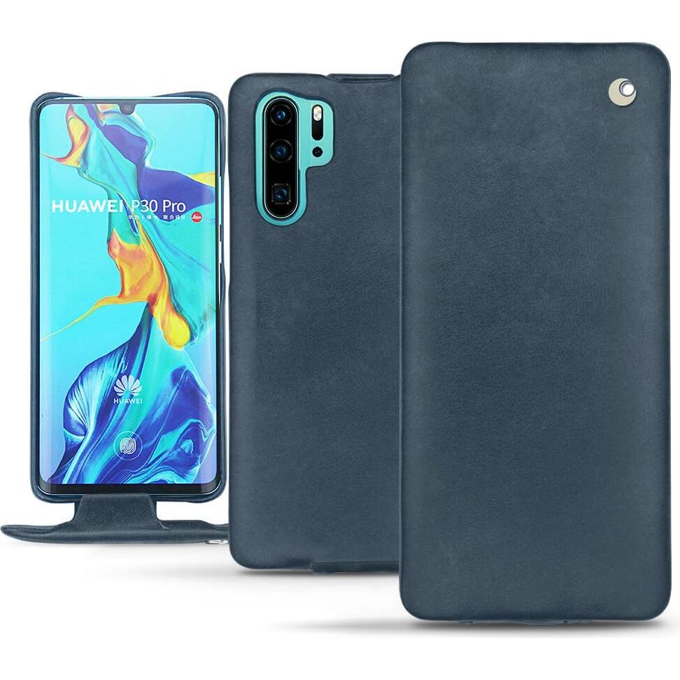 Noreve Lederschutzhülle vertikal (Huawei P30 Pro), Smartphone Hülle, Blau